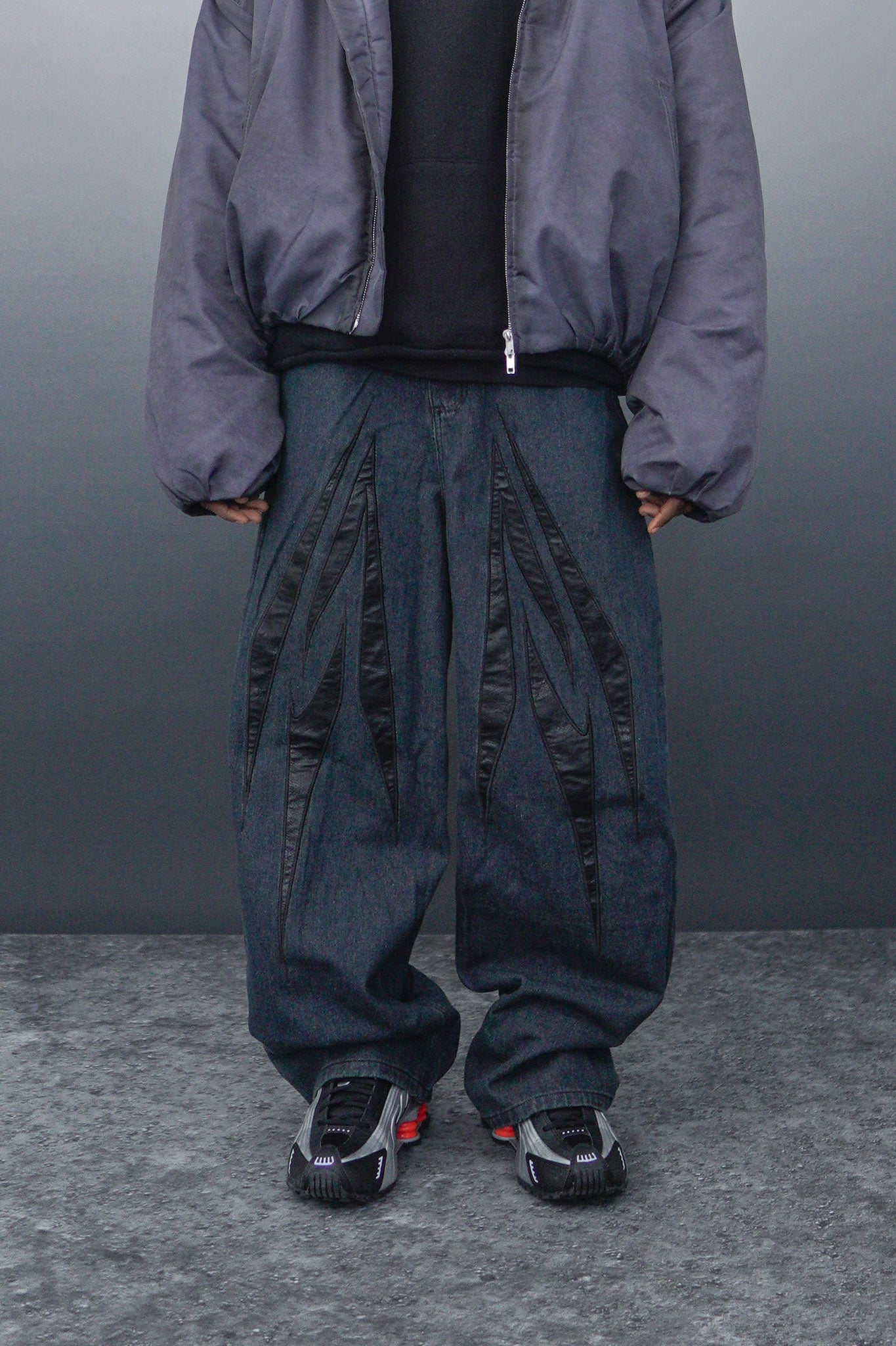 WBI 24SS EPD-02 / WBI Leather logo patchwork denim pants