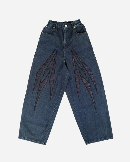 WBI 24SS EPD-02 / WBI Leather logo patchwork denim pants