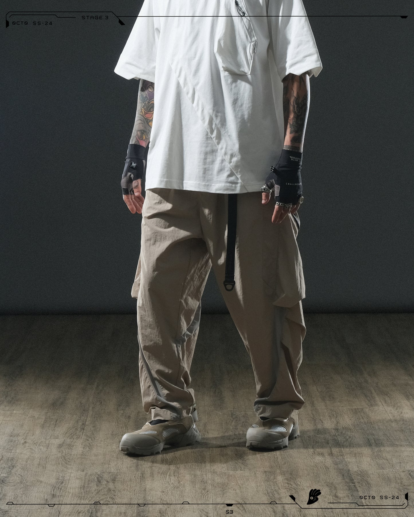 OCTO GAMBOL® < S24 P-02 Tornado Arc Wide Pants >