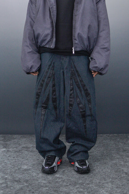 WBI 24SS EPD-02 / WBI Leather logo patchwork denim pants