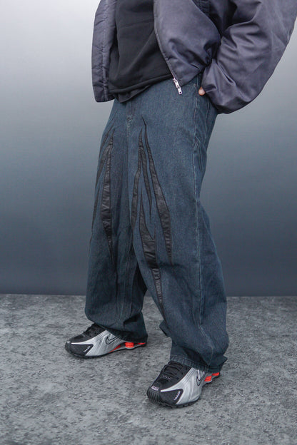 WBI 24SS EPD-02 / WBI Leather logo patchwork denim pants