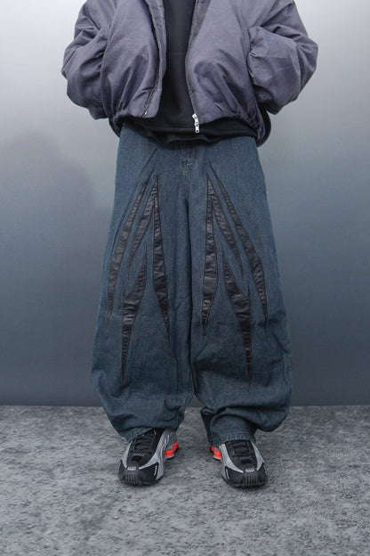WBI 24SS EPD-02 / WBI Leather logo patchwork denim pants