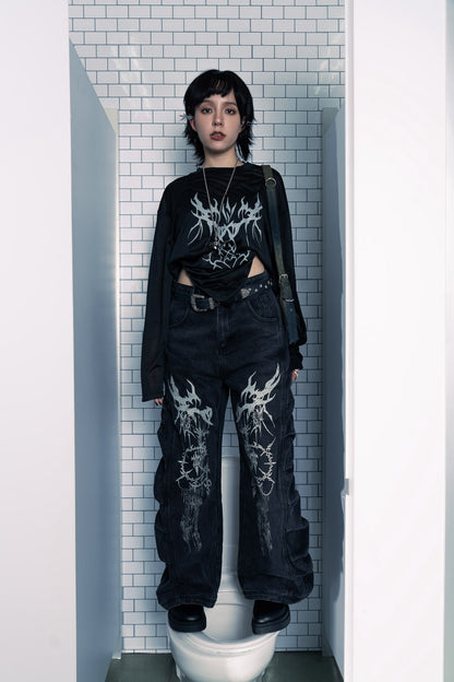 WBI 24SS EPD-01&nbsp; / WBI&nbsp; Black Denim Scimitar Spinal Pants